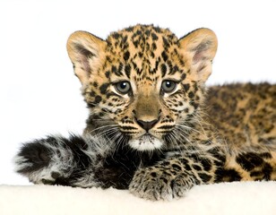 Fototapeta premium Cute leopard cub close-up