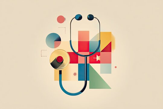 Healthcare data analysis stethoscope on abstract charts