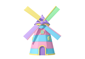 Colorful windmill isolated on transparent background