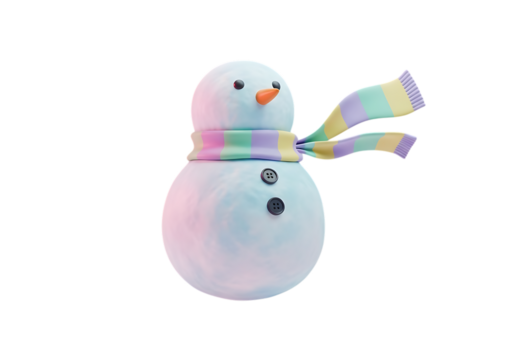 Cute snowman with pastel colors isolated on transparent background