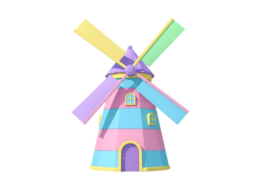 Colorful windmill isolated on transparent background - Powered by Adobe