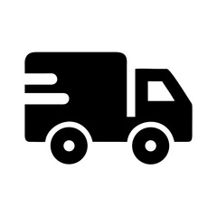 Fototapeta premium Delivery truck icon in simplistic black silhouette design 