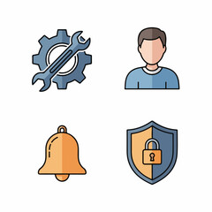 Fototapeta premium Modern icons for business, security, user, and alerts represent digital tools and services for success