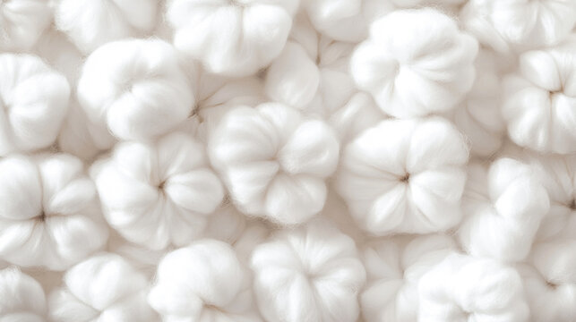 Fluffy white cotton balls close up texture background