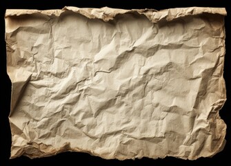 Obraz premium Aged, crumpled parchment paper, isolated on black