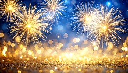 Naklejka premium Festive fireworks display on a dark blue background