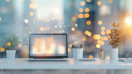 Business growth insights modern office digital analytics bright environment close-up view data visualization