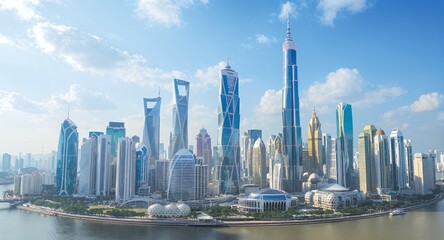 Obraz premium Stunning Modern Skyline Invest in Urban Development Real Estate