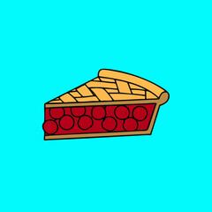 Vector illustration of a cherry pie slice