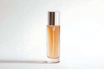 Sophisticated perfume bottle with a silver cap exudes elegance and style, perfect for beauty campaigns and luxury branding seeking a modern aesthetic