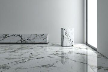 Obraz premium A modern minimalist room with marble accents