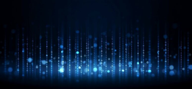 Abstract blue digital background with binary code vector illustration Technology, data, and cyber concept Generative AI