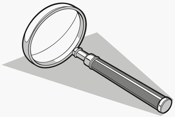 Classic magnifying glass illustration on a light gray background
