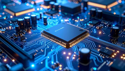 Fototapeta premium CPU Chip Circuit Board Technology. (1)