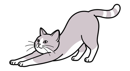 Fototapeta premium Adorable Cartoon Cat Stretching A Playful Illustration for Your Creative Projects