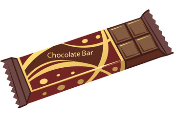 A delicious chocolate bar with a decorative wrapper and visible squares