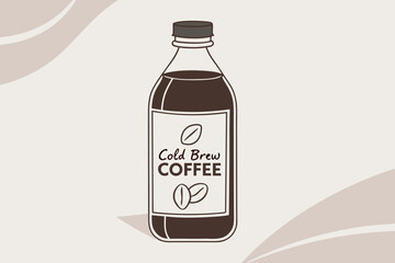 Stylized illustration of a cold brew coffee bottle with a simple label