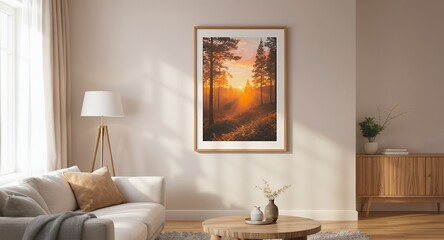 Sunset Forest Wall Art Print - Golden Hour Nature Photography for Home Decor
