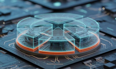 Data Segmentation, Advanced Analytics, Pie Chart, Futuristic Technology, Digital Transformation, Network Visualization, System Architecture, Transparent Data, Cybersecurity, Innovative Solutions