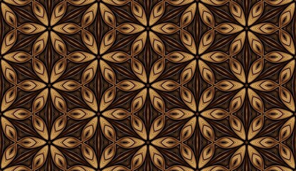 Seamless floral pattern with vintage gold flowers and brown antique texture