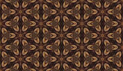 Vintage brown and gold baroque floral seamless pattern with a retro damask wallpaper design
