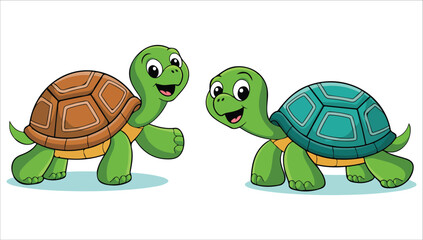 Cute tortoise and turtle vector illustration