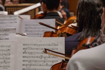 Close-Up of Viola Sheet Music During Orchestra Rehearsal