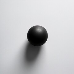 A matte black sphere sits centered against a plain white background.
