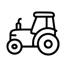 Simple Outline Tractor Farming Vehicle Agricultural Machine Symbol Icon Design