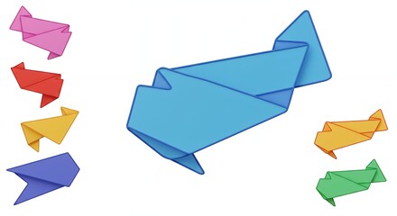 Fototapeta premium Collection of colorful origami arrows