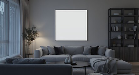 Modern Living Room Mockup Large Blank Canvas for Interior Design