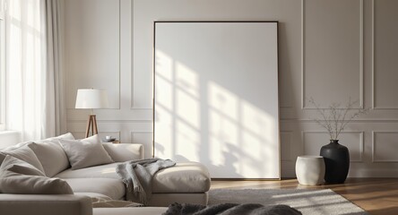 Modern Living Room Mockup Large Blank Canvas for Your Design