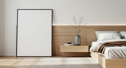 Modern Minimalist Bedroom Design Large Canvas Wooden Bed Frame