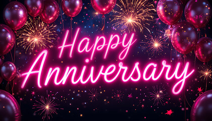"Celebrate Your Special Day with Stunning Happy Anniversary Images – Perfect for Social Media Posts, Invitations, Greeting Cards, and Memorable Moments Featuring Balloons, Fireworks, 4K image 