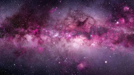 Fototapeta premium Vast expanse of space, nebulae in vibrant pinks and purples, dotted with stars