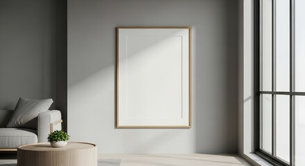 Modern Minimalist Living Room Mockup Large Blank Canvas for Art or Advertisement