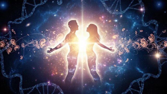 Galactic connection between humanity and dna, cosmic evolution and interpersonal bonding through