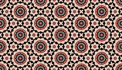 Floral pattern seamless vintage illustration, ornate flower tile texture, geometric ethnic style fabric design