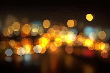 Blurred night city lights, bokeh effect