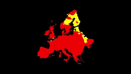 Animated Europe Map with Red and Yellow Countries. - Powered by Adobe
