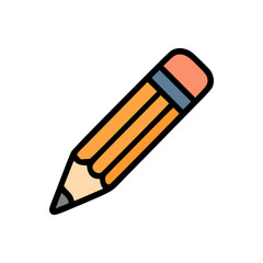 Colorful school pencil with graphite lead, blue metal ferrule, and pink eraser, simple isolated vector illustration