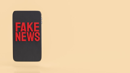 The Red Fake News on Mobile  image 3d Rendering.