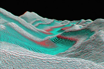 Abstract 3D anaglyph mountain range