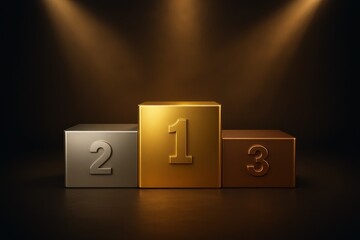 Championship podium with golden first place platform for victory celebrations