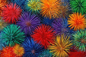 Colorful, vibrant, radiating shapes densely packed together
