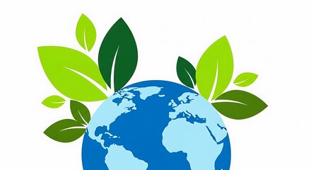Earth with lush green leaves symbolizes environmental protection, conservation, and sustainability