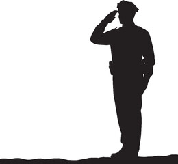 Police Officer Saluting Silhouette Vector Illustration