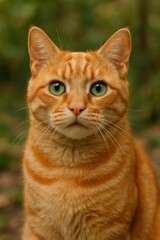 Obraz premium Playful ginger cat displaying joyful expression with bright eyes and whiskers