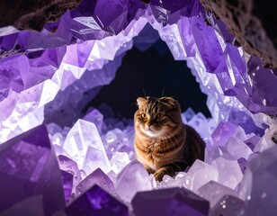 cat and purple crystal