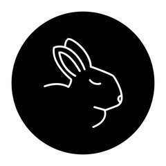 black and white illustration of bunny icon